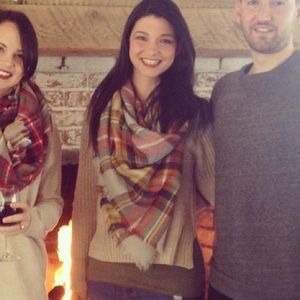 Plaid blanket scarf